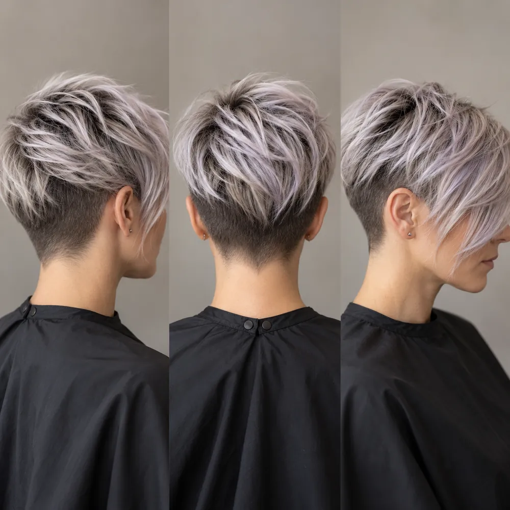 Inspiration look: a silver lilac short crop, three angles